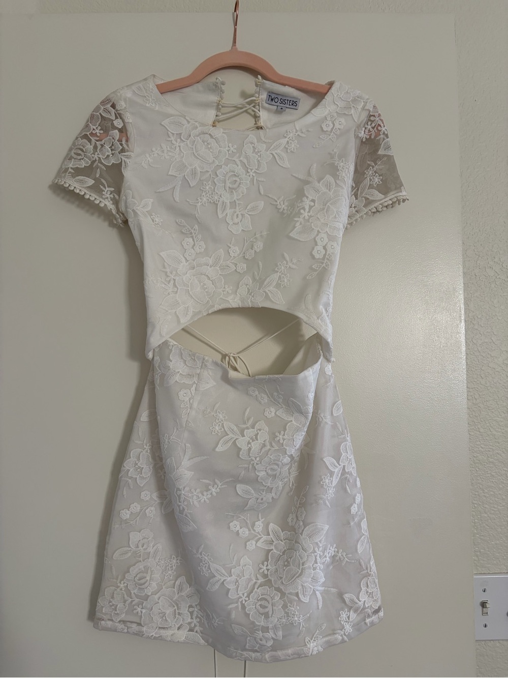 White Lace Cutout Dress